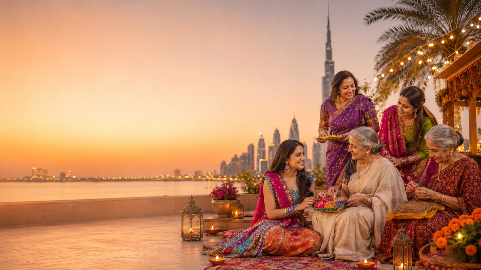Women and senior citizens sharing community activities