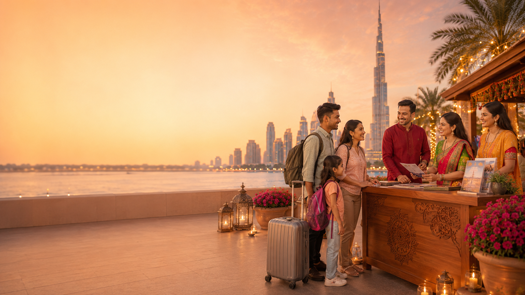 Newly arrived family receiving guidance in Dubai